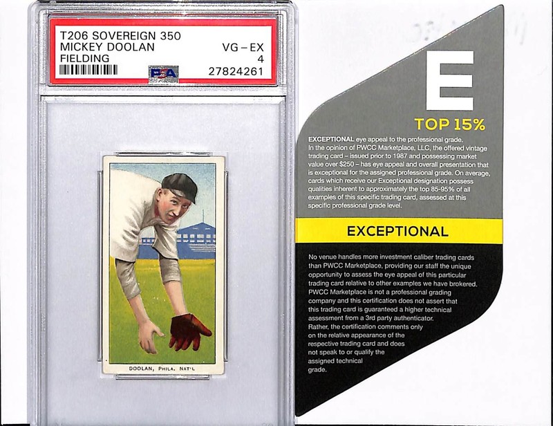T206 Sovereign 350 Mickey Doolan Fielding E Top 15% Exceptional PSA 4 VG-EX