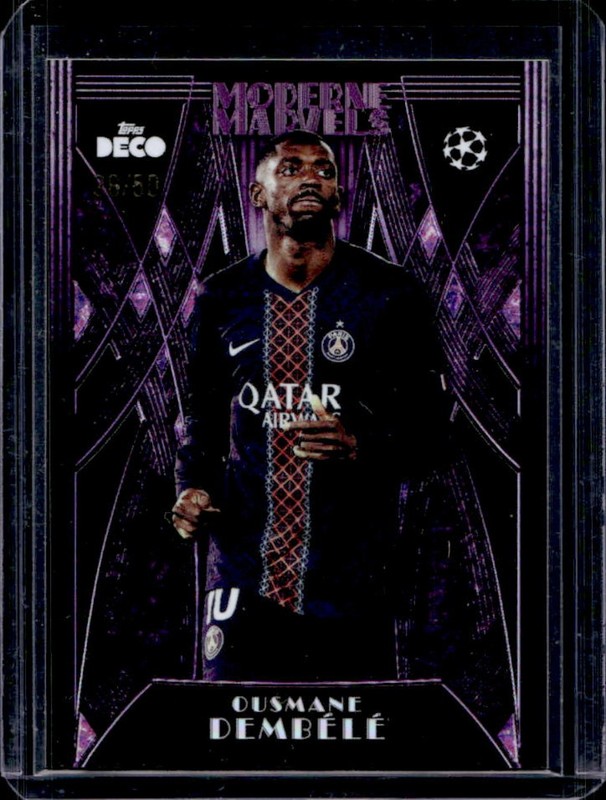 2025-26 Topps Deco UEFA CC Neymar Ousmane Dembele Refractor Purple #/50 PSG