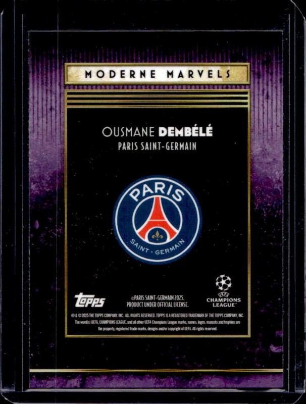 2025-26 Topps Deco UEFA CC Neymar Ousmane Dembele Refractor Purple #/50 PSG view 2