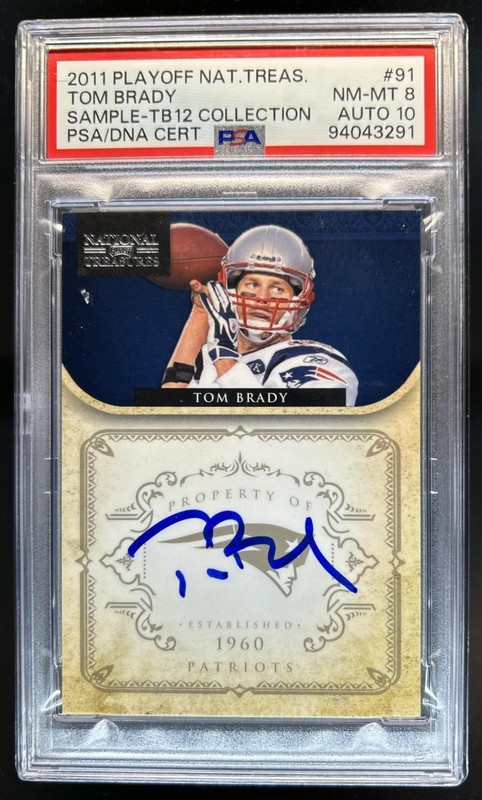 2011 National Treasures Tom Brady Sample TB12 Auto Autograph PSA 8 10
