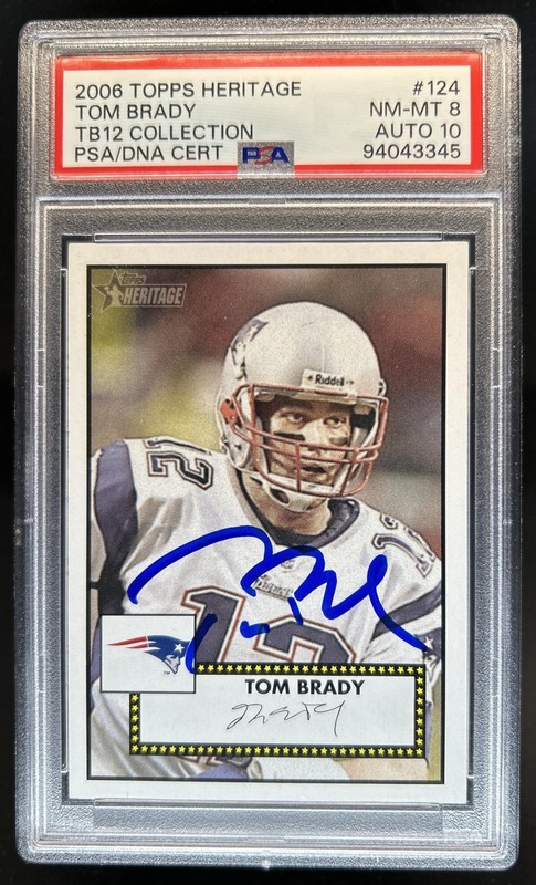 2006 Topps Heritage Tom Brady TB12 Auto Autograph #124 Patriots PSA 8 10