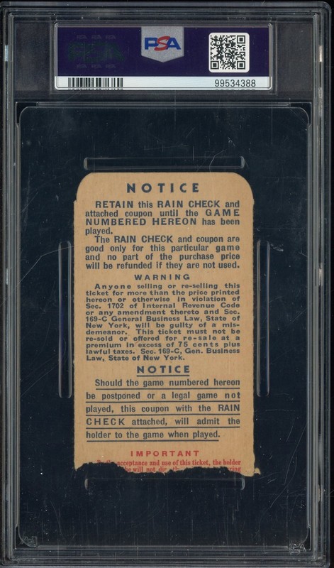 1947 World Series Game 2 Ticket Jackie Robinson First World Series Hit PSA 4 view 2