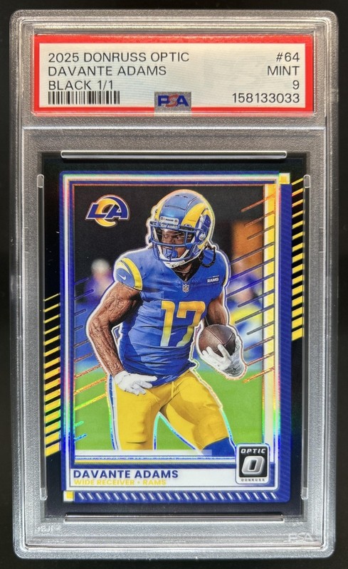 2025 Panini Donruss Optic Davante Adams Black Prizm #1/1 Rams PSA 9