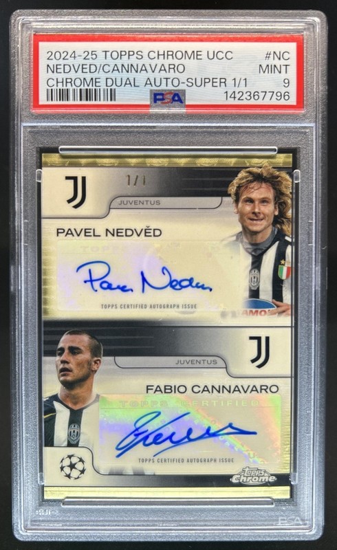 2024-25 Topps Chrome Pavel Nedved Fabio Cannavaro Auto Superfractor #1/1 PSA 9