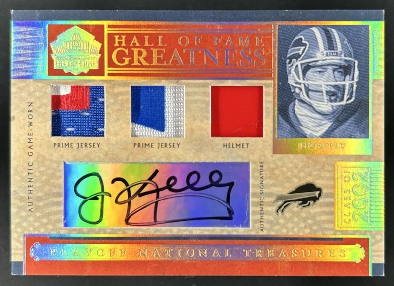 2006 National Treasures Jim Kelly HOF Greatness Signature Triple Patch Auto #1/1