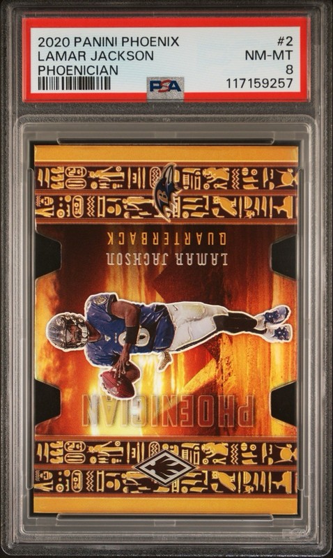 LAMAR JACKSON 2020 Panini Phoenix Phoenician Case Hit Baltimore Ravens #2 PSA 8