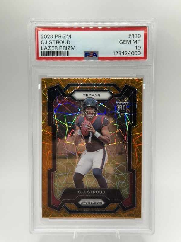 2023 Panini Lazer Orange Prizm #339 CJ Stroud RC Rookie Texans PSA 10 GEM MINT view 1