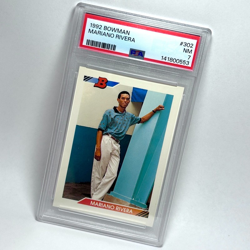 1992 Bowman - Mariano Rivera #302 (RC) PSA 7 NM Yankees HOF Iconic Rookie Card view 2