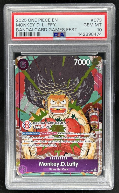 2025 One Piece EN Monkey D. Luffy Bandai Card Games Fest #073 PSA 10 Gem Mint