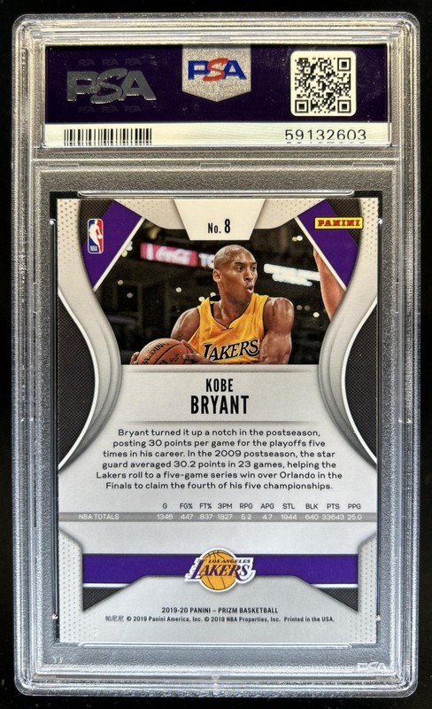 2019-20 Panini Prizm Kobe Bryant #8 Lakers PSA 10 GEM MINT view 2