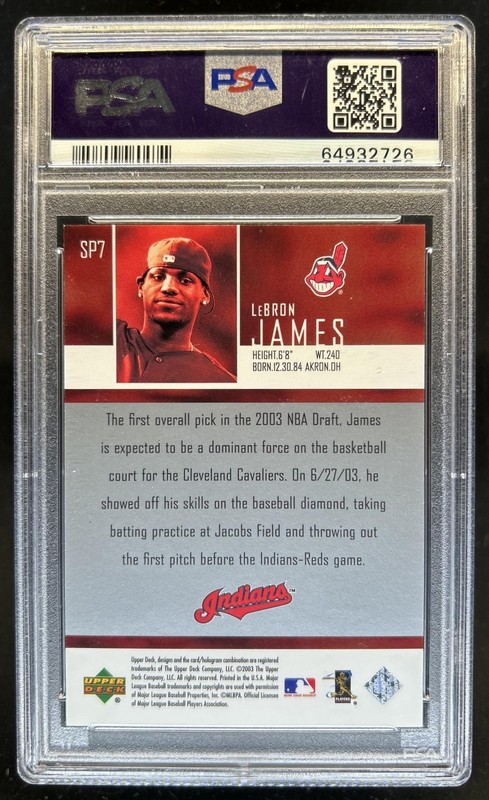 2004 Upper Deck LeBron James First Pitch SP Inserts #SP7 Indians PSA 9 view 2