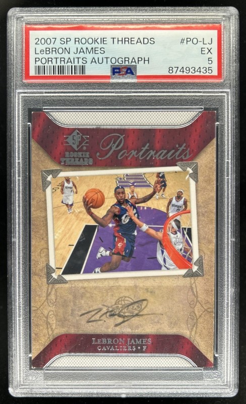 2007-08 SP Rookie Threads LeBron James Portraits Auto #PO-LJ Cavaliers PSA 5
