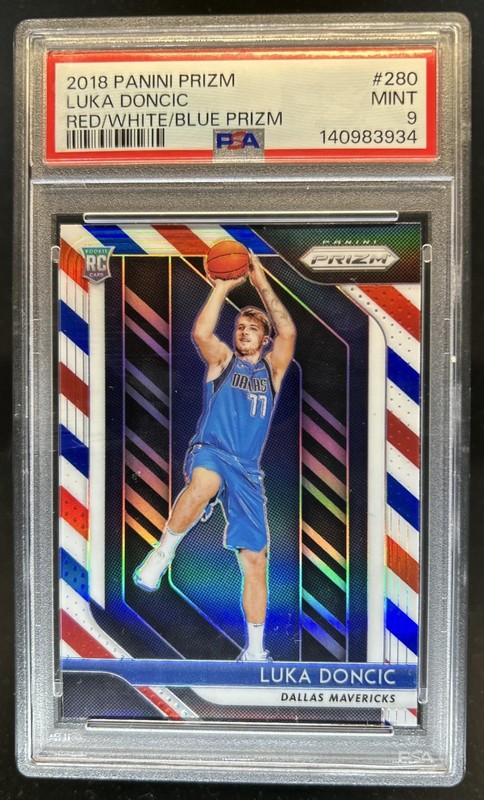 2018-19 Panini Prizm Luka Doncic RC Prizm Red White and Blue Rookie #280 PSA 9