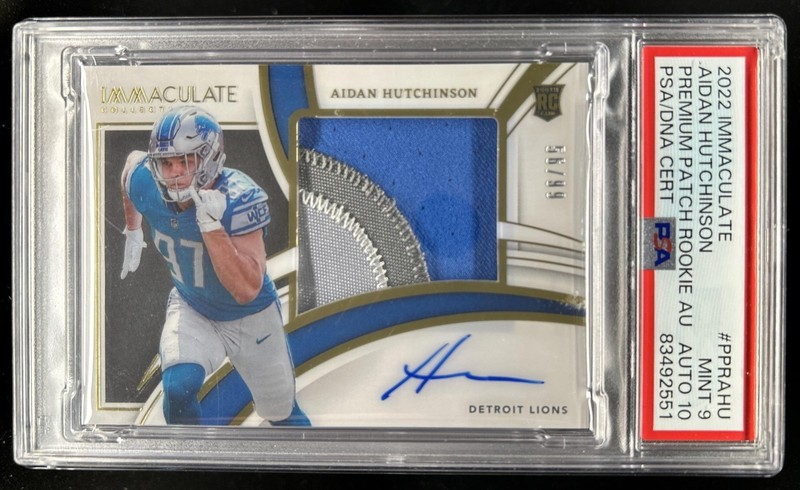 2022 Immaculate Aidan Hutchinson Rookie Premiere Premium Patch Auto /99 PSA 9 10
