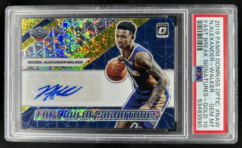 2019-20 Donruss Optic Nickeil Alexander-Walker FB Gold Prizm RC Auto #/10 PSA 10