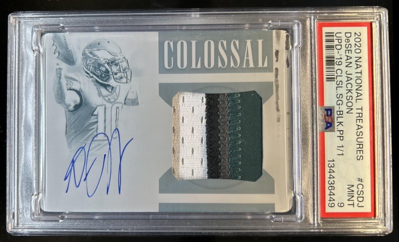 2020 National Treasures DeSean Jackson 2019 Patch Printing Plate Auto #1/1 PSA 9