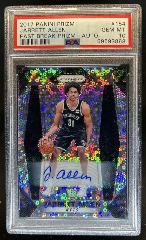 2017-18 Panini Prizm Jarrett Allen Fast Break Auto Rookie RC #154 Nets PSA 10