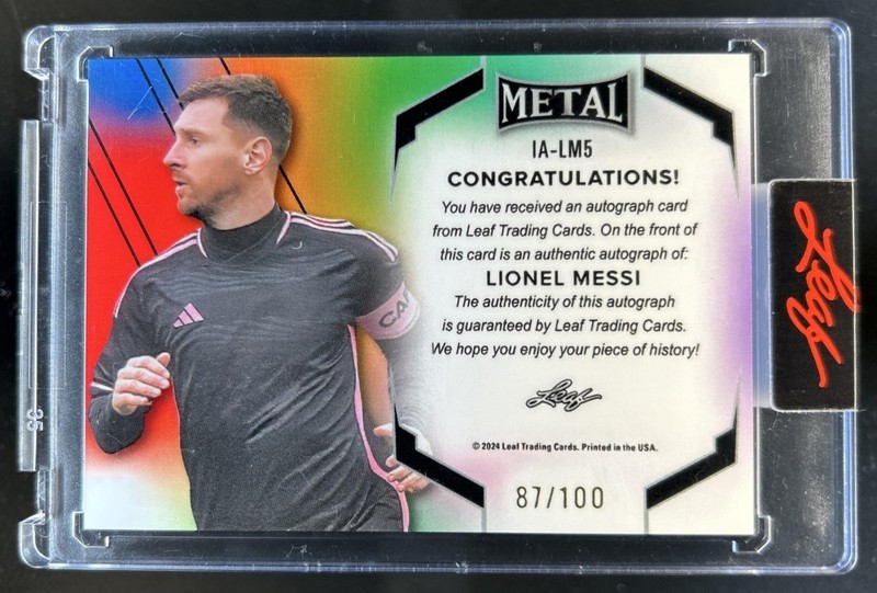 2024 Leaf Metal Lionel Messi The Immortals Auto Autograph #87/100 Miami view 2