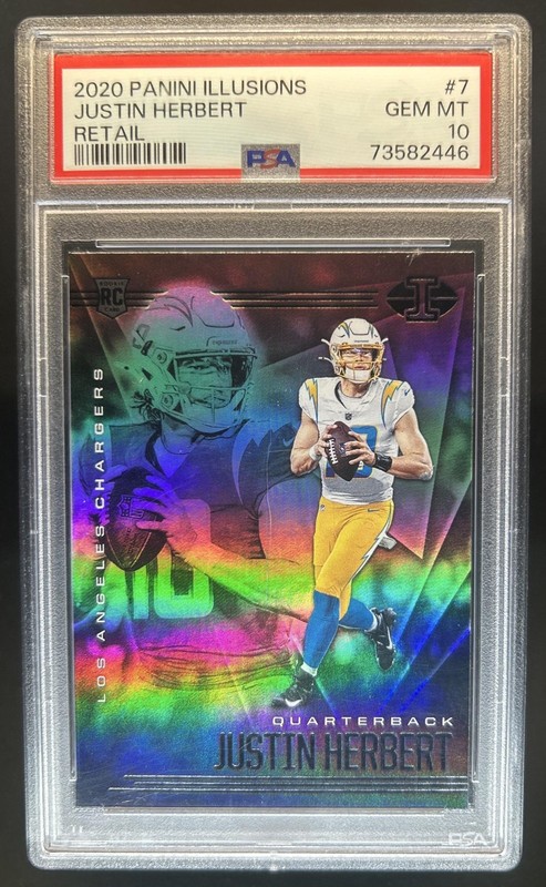 2020 Panini Illusions Justin Herbert RC Retail #7 Chargers PSA 10 Rookie