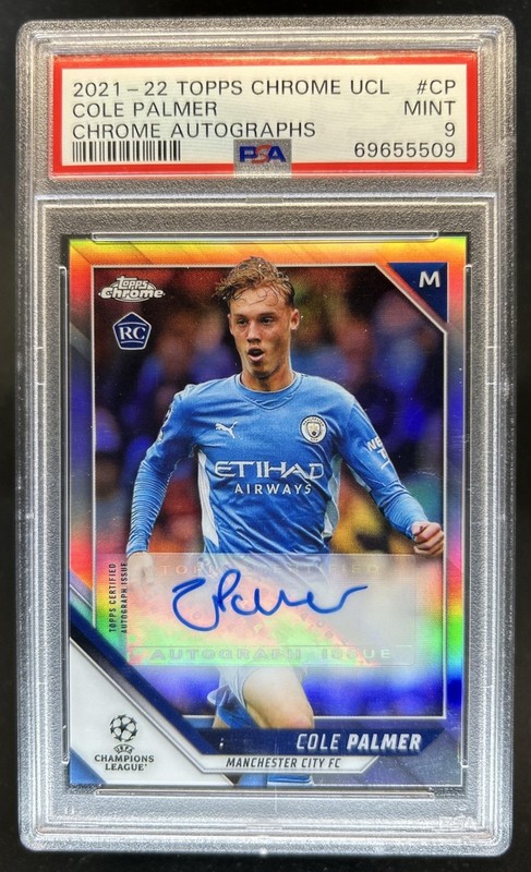 2021 Topps Chrome UEFA Cole Palmer Auto RC Rookie #CA-CP Man City PSA 9