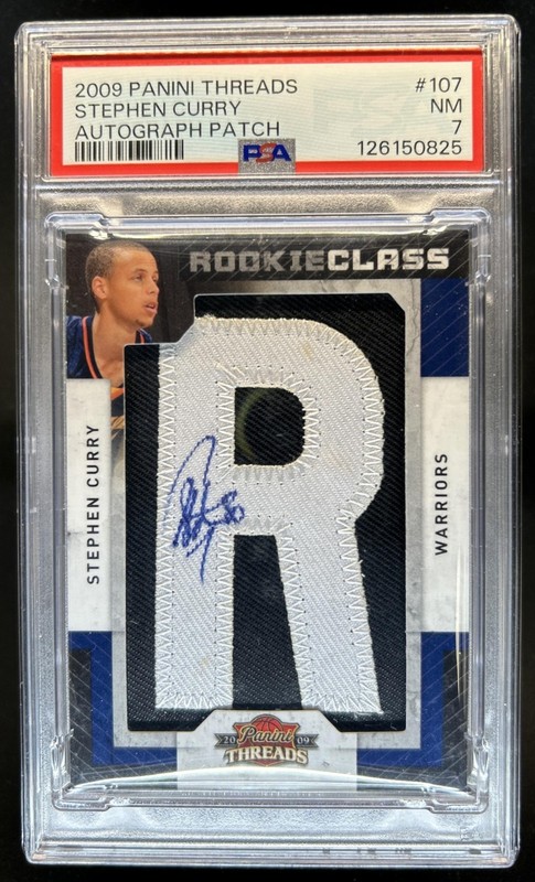 2009-10 Panini Threads Stephen Curry "R" Patch RC Auto #/625 Warriors PSA 7
