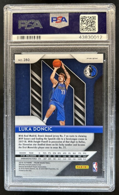 2018-19 Panini Prizm Luka Doncic RC Prizm Silver Rookie #280 Mavericks PSA 10 view 2