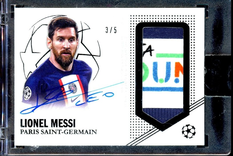 2022-23 Topps Dynasty Soccer Black Lionel Messi Match-Worn Patch ON CARD AUTO /5