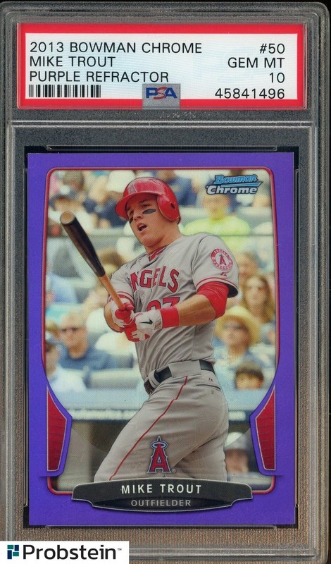 2013 Bowman Chrome Purple Refractor #50 Mike Trout Angels 3/199 PSA 10 GEM MINT
