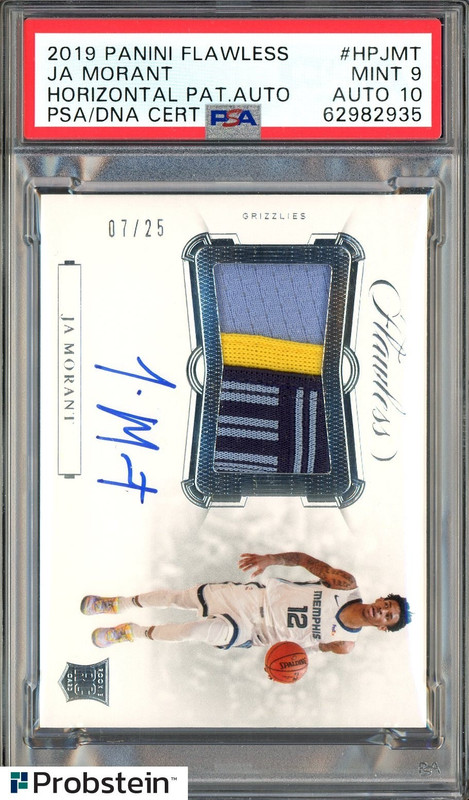 2019-20 Panini Flawless Ja Morant RPA RC Rookie Patch 7/25 PSA 9 PSA/DNA 10 AUTO