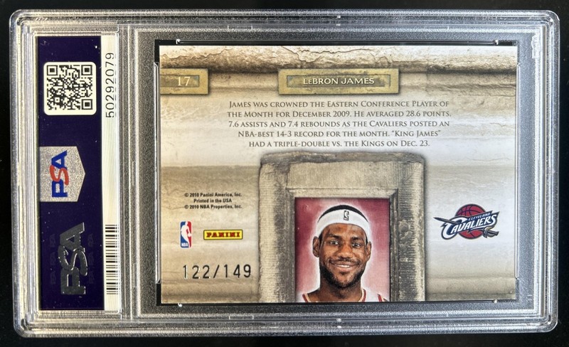 2009-10 Panini Court Kings LeBron James Supreme #/149 Cavaliers PSA 9 view 2