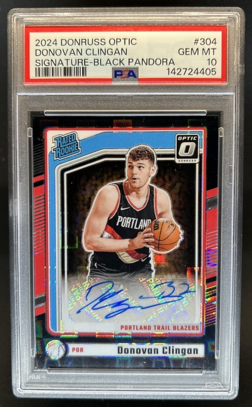 2024-25 Donruss Optic Donovan Clingan Rated Rookie Black Pandora Auto /25 PSA 10