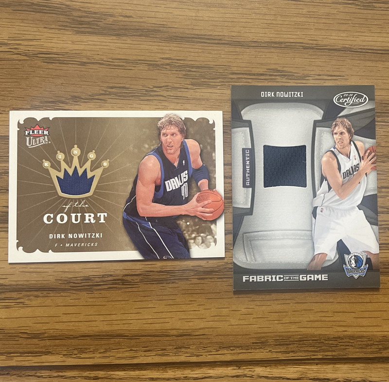 Fleer Panini Dirk Nowitzki Dallas Mavericks NBA Game Used Jersey 2-Card Lot