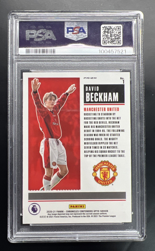 2020 Panini Chronicles DAVID BECKHAM Historic Rookie Ticket OPTIC PRIZM - PSA 8 view 2