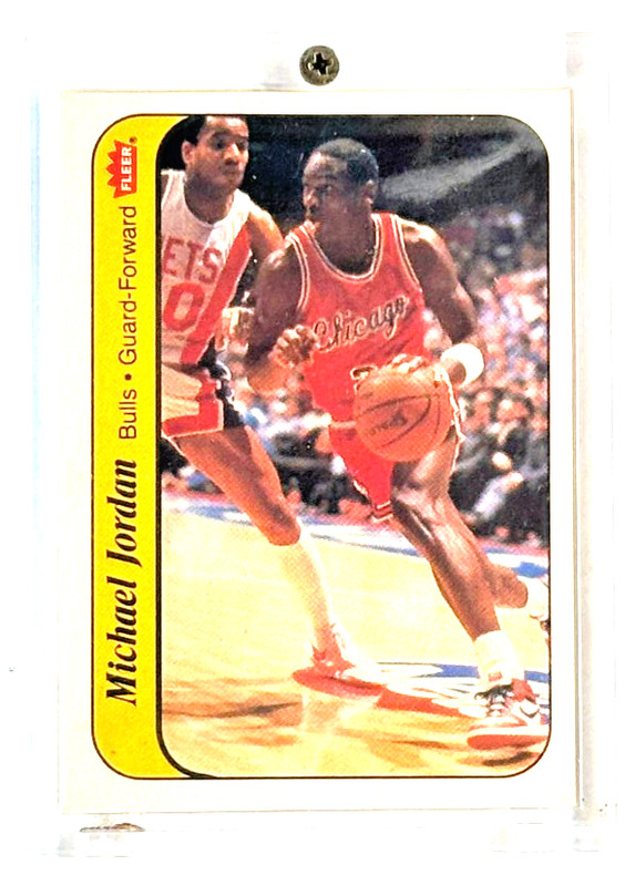 Fleer 1986-87 Michael Jordan Rookie Sticker #8 Chicago Bulls Basketball Card