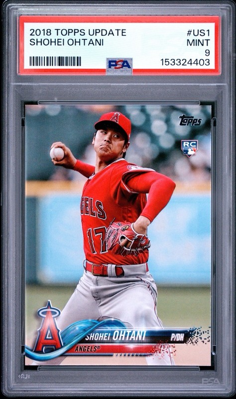 2018 Topps Update Series - Shohei Ohtani #US1 Pitching, Red Jersey (RC) PSA 9