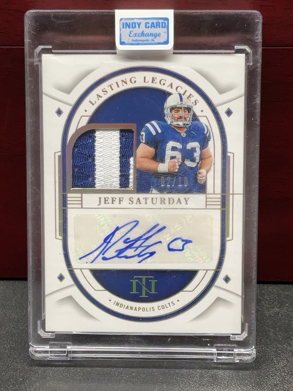 2023 National Treasures Lasting Legacies #LLE-49 Jeff Saturday /10 SSP RPA Auto