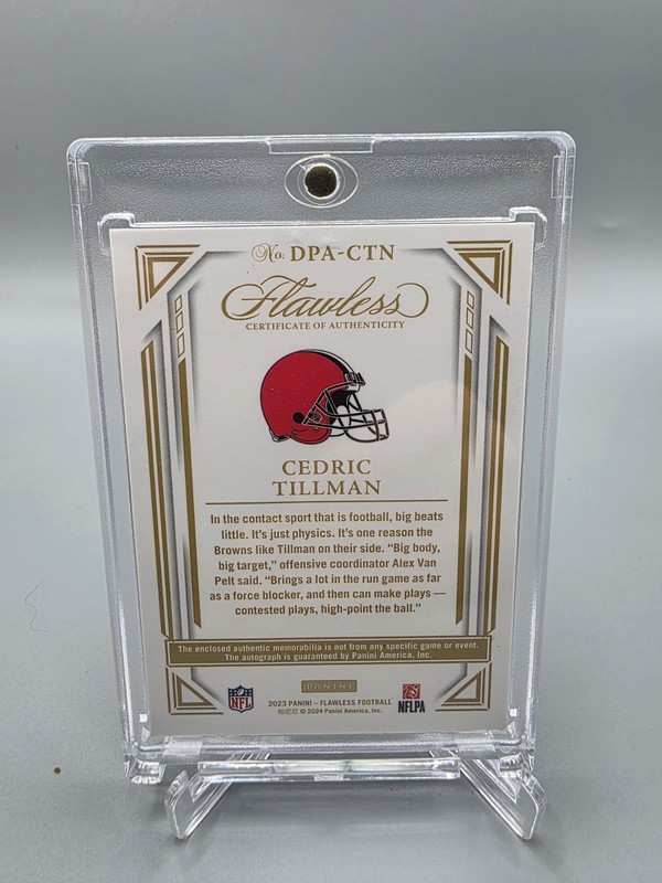 2023 Panini Flawless Cedric Tillman RPA Rookie Patch Auto 5/5 Emerald Cleveland  view 2