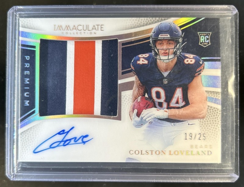 2025 Immaculate Colston Loveland Premium Patch Rookie Auto RC Silver #/25 Bears