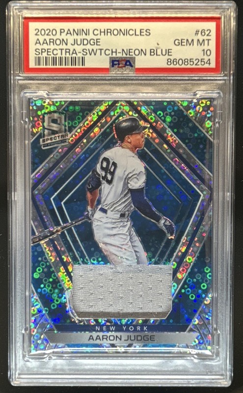 2020 Chronicles Aaron Judge Spectra Jersey Neon Blue #/99 Yankees PSA 10
