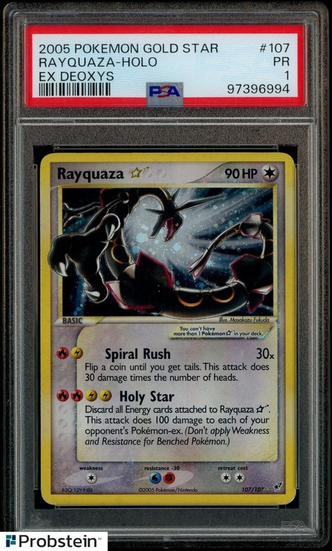 2005 Pokemon Gold Star EX Deoxys #107 Rayquaza Holo PSA 1 PR