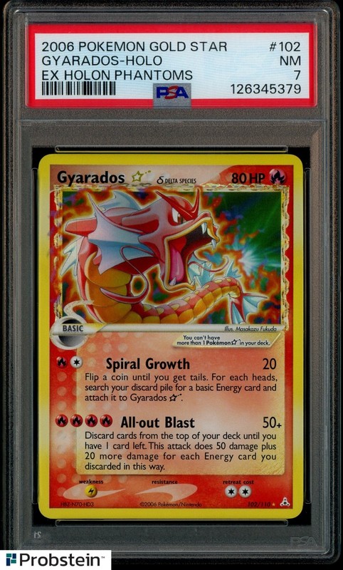 2006 Pokemon Gold star Ex Holon Phantoms #102 Gyarados Holo PSA 7 NM