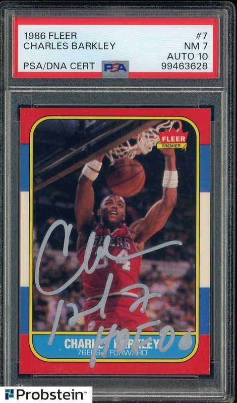 1986 Fleer Basketball #7 Charles Barkley RC Rookie HOF PSA PSA/DNA 10 AUTO