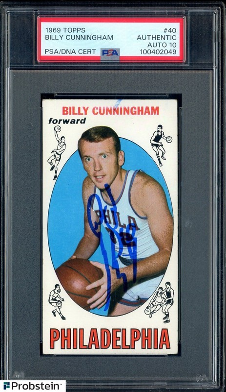 Billy Cunningham HOF Signed 1969 Topps Basketball RC Rookie PSA/DNA 10 AUTO