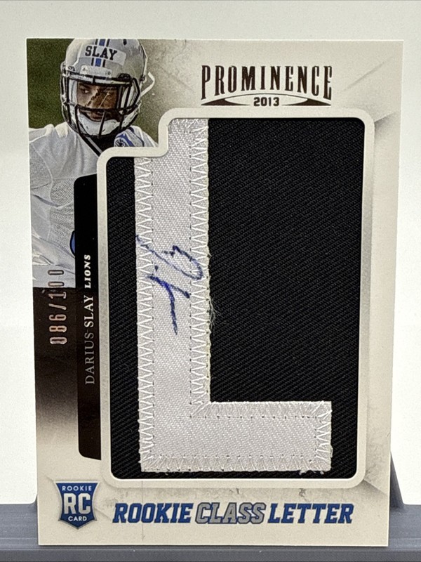 Darius Slay 2013 Panini Prominence Rookie Class Letter L Auto /100 Patch Lions view 2