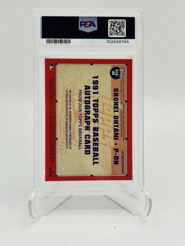 Shohei Ohtani 2026 Topps 1991 Topps Auto PSA 9 view 2