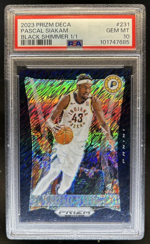 2023-24 Panini Prizm Deca Pascal Siakam Black Shimmer FOTL #1/1 Pacers PSA 10