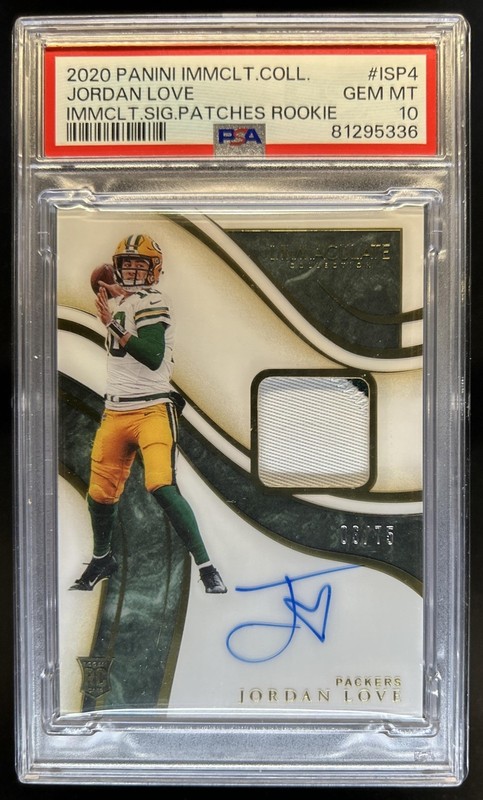 2020 Immaculate Jordan Love Signature Patches Rookie Auto RC #/75 PSA 10