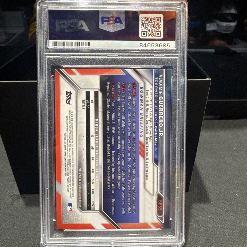 2016 FIRST BOWMAN CHROME #BP55 VLADIMIR GUERRERO JR  AUTO!!! PSA/DNA 10🔥🔥 view 2