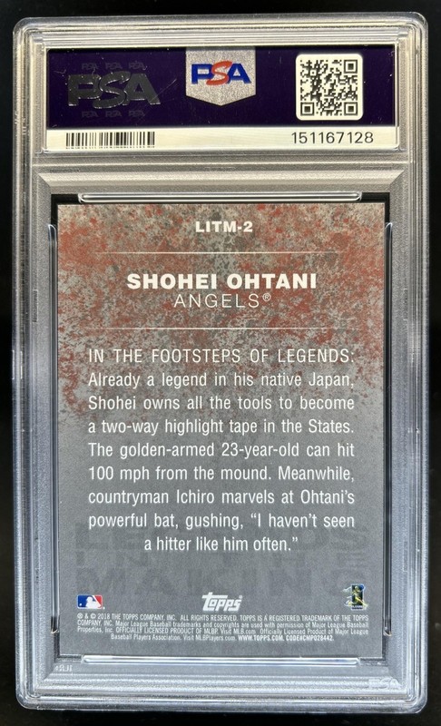 2018 Topps Shohei Ohtani Legends in the Making RC Rookie #LITM-2 PSA 10 GEM MINT view 2