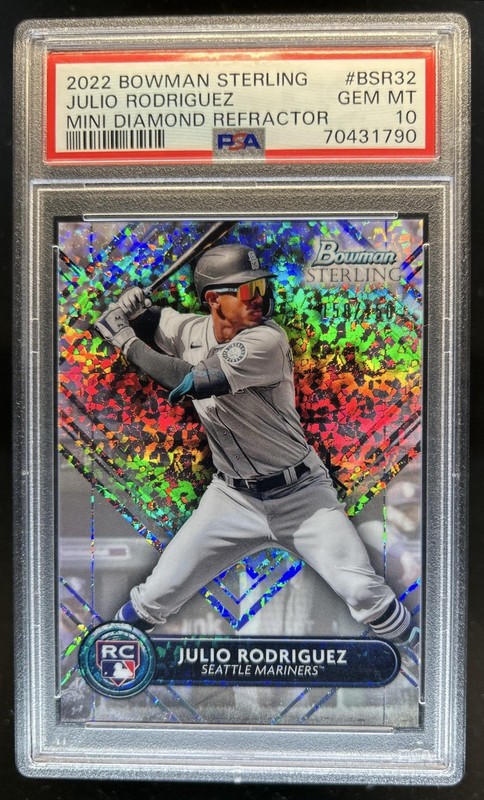 2022 Bowman Sterling Julio Rodriguez RC Refractor Mini Diamond #/150 PSA 10
